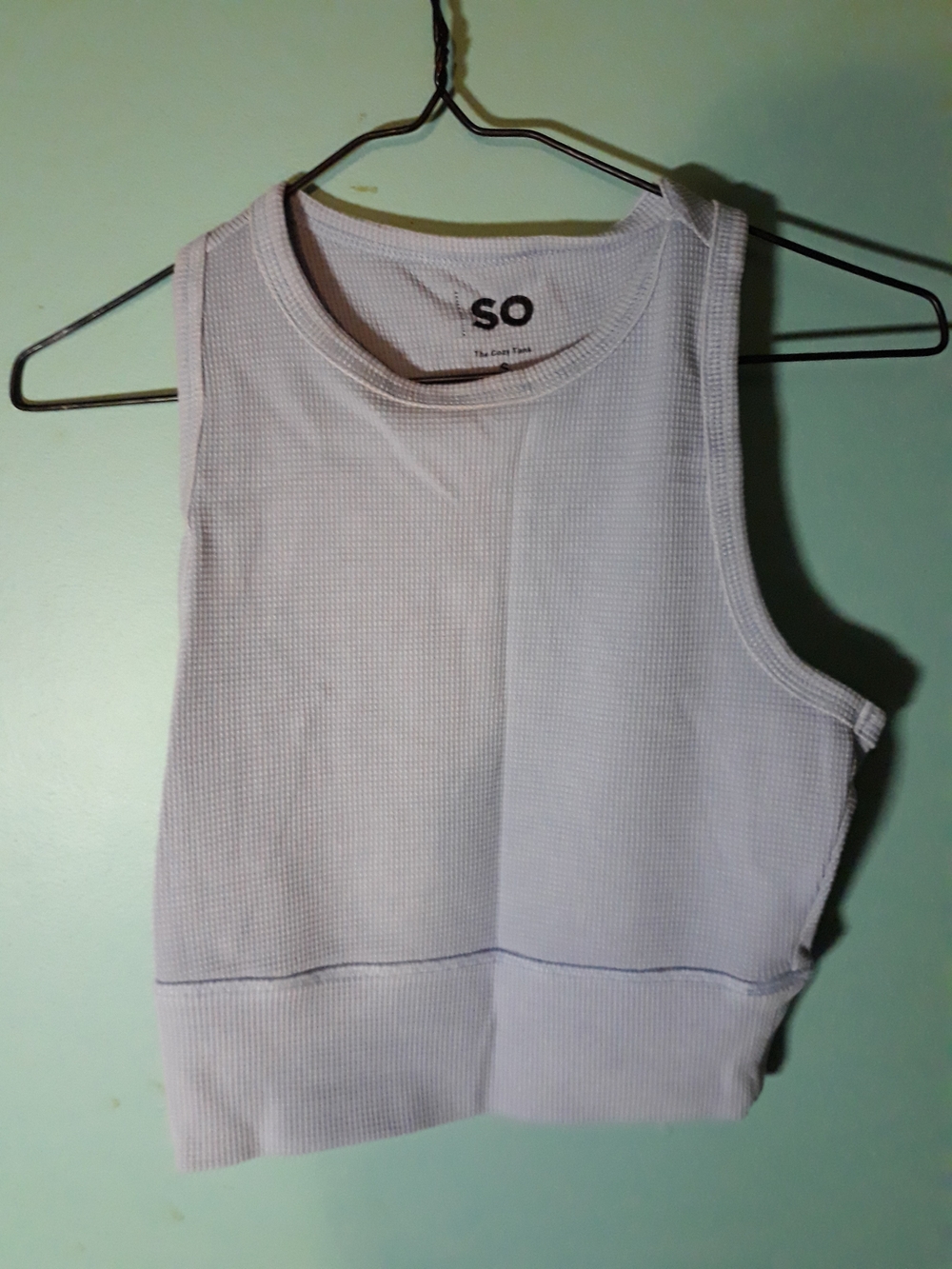 blue cozy ribbed fitted crop tank - blue